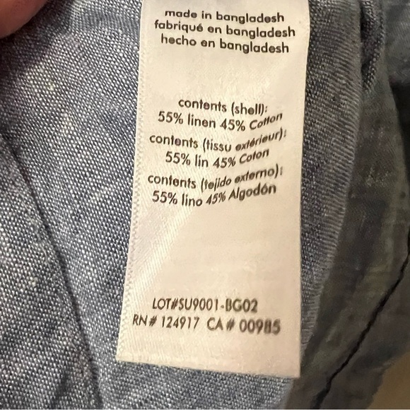 NWT Onia Men's Josh Linen Cotton Chambray Shirt w/ Pocket S New - Picture 9 of 12